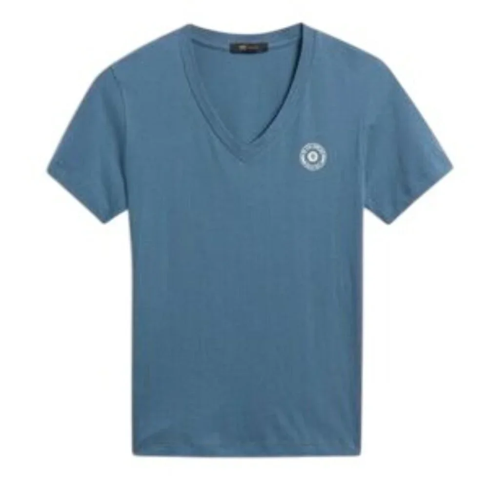 Frye Logo Blue V-Neck Short Sleeve T-shirt - Picture 2 of 8